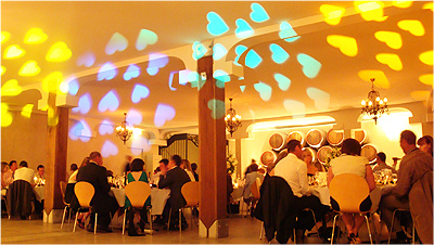 Wedding Lights Winery Coloured Hearts on roof 0207